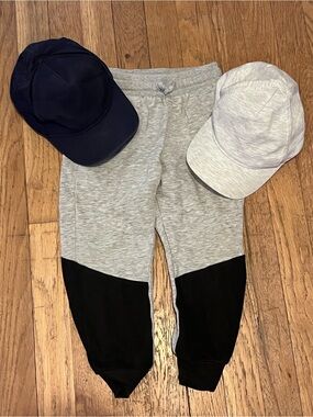 H&M Toddler Bundle Hats and Sweatpants Navy and Grey Baseball Caps 3/4T